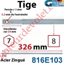 Tige Carré 8 mm Lg 326 mm Hexa 7 Lg 26 mm