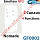 Emetteur Nomade GF 2 Blanc  (2 Canaux 4 Fonctions) peut être Fixé av Supp GF0019