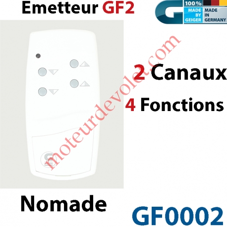 Emetteur Nomade GF 2 Blanc  (2 Canaux 4 Fonctions) peut être Fixé av Supp GF0019