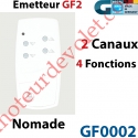 Emetteur Nomade GF 2 Blanc  (2 Canaux 4 Fonctions) peut être Fixé av Supp GF0019