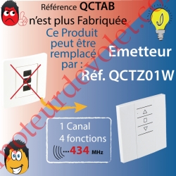 Emetteur Mural Gaposa 434 MHz 1 Canal 4 Fonctions Avec Cadre Blanc