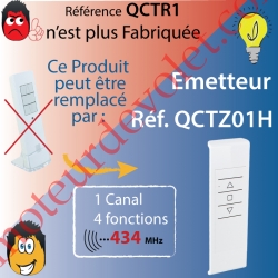 Emetteur Nomade Gaposa 434 MHz 1 Canal 4 Fonctions Coloris Blanc