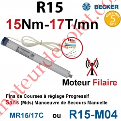 Moteur Filaire Avec FdC à Réglage Progressif 15/17 Becker sans Mds Autre Réf MR15/17C