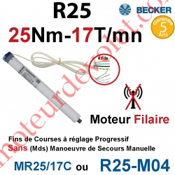 Moteur Filaire Avec FdC à Réglage Progressif 25/17 Becker sans Mds Autre Réf MR25/17C