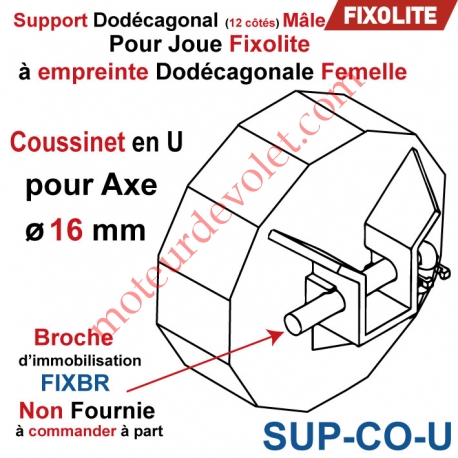 Support Dodécagonal en U passage intérieur 16 mm pour Coffre Fixolite (livré sans broche FIXBR)