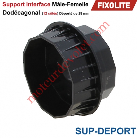 Support Dodécagonal Mâle-Femelle Déporté de 28 mm pour Coffre Fixolite