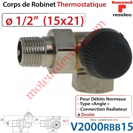 Corps de Robinet Thermostatique Triaxe à Droite 1/2" M30 x 1,5