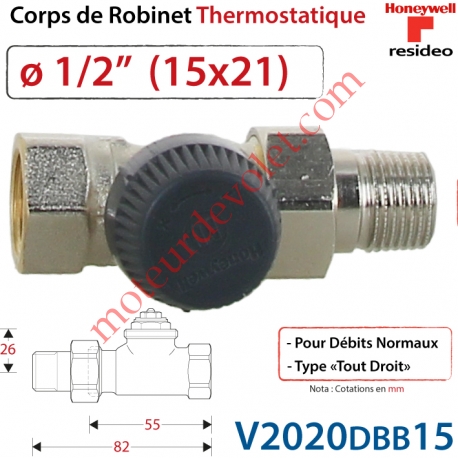 Corps de Robinet Thermostatique Droit 1/2" M30 x 1,5