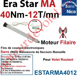 Moteur Nice Filaire Era Star MA 40/12 Av FdC Electroniques Réglables de l'inverseur Série M (Medium ø45mm)