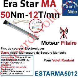 Moteur Nice Filaire Era Star MA 50/12 Av FdC Electroniques Réglables de l'inverseur Série M (Medium ø45mm)