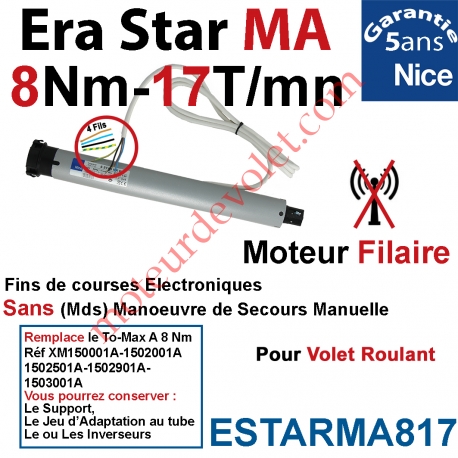 Moteur Nice Filaire Era Star MA 8/17 Av FdC Electroniques Réglables de l'inverseur Série M (Medium ø45mm)