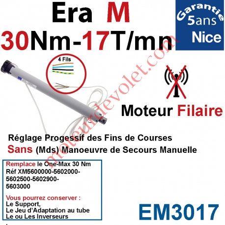 Moteur Nice Filaire Era M 30/17 Avec FdC Manuels Série M (Medium ø45mm)
