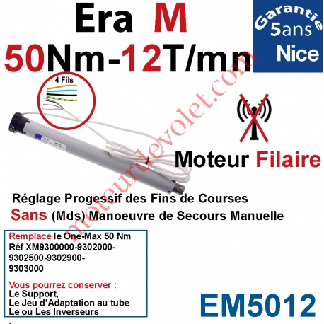 Moteur Nice Filaire Era M 50/12 Avec FdC Manuels Série M (Medium ø45mm)