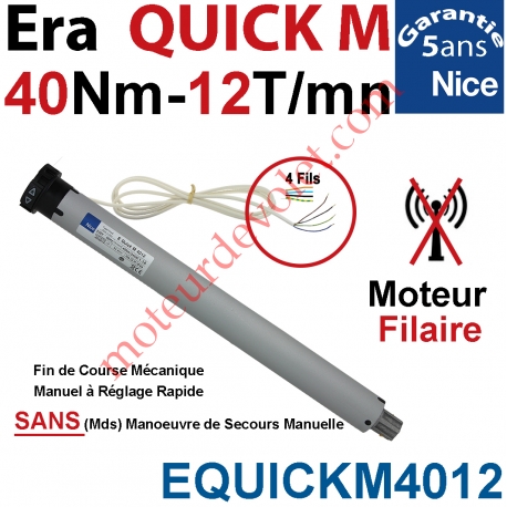 Moteur Nice Filaire Era Quick M 40/12 Avec FdC Manuels Instantanés Série M (Medium ø45mm)