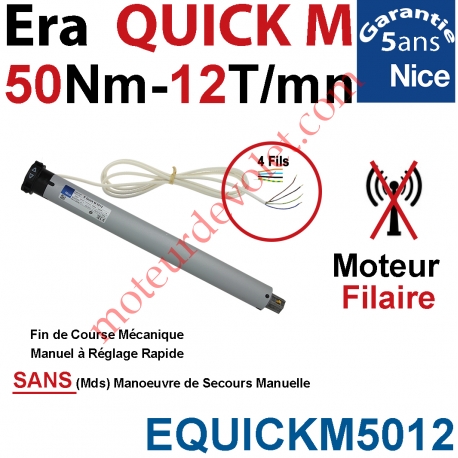 Moteur Nice Filaire Era Quick M 50/12 Avec FdC Manuels Instantanés Série M (Medium ø45mm)