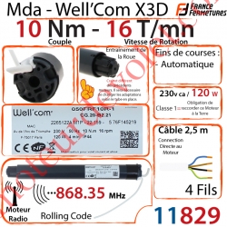 Moteur Mda Wellcom  Radio X3D 10/16
