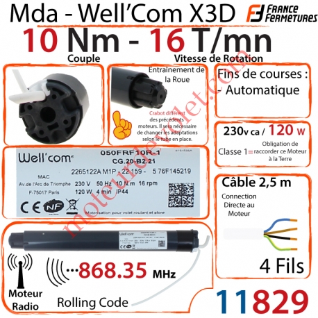 Moteur Mda Wellcom  Radio X3D 10/16