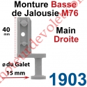 Monture Basse de Jalousie Accordéon M76 à Clipper Diamètre du Galet Moulé 15mm Main Droite en Plastique Gris