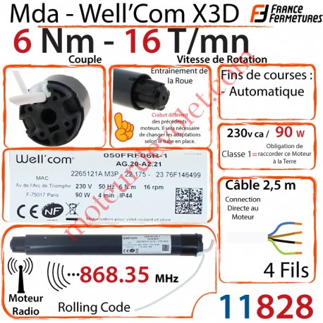 Moteur Mda Wellcom  Radio X3D 6/16