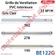 Grille de Ventilation PVC Intérieure 22 m³/h Auto Réglable Nicoll 302 x 19 x 13.5 Coloris Gris Clair