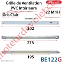 Grille de Ventilation PVC Intérieure 22 m³/h Auto Réglable Nicoll 302 x 19 x 13.5 Coloris Gris Clair