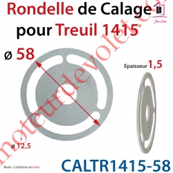 Rondelle de Calage avec 3 Bananes Epaisseur 1,5 mm pour Treuil 1415 ø 58 mm