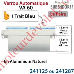 Verrou Automatique Bubendorff VA60 Sans Lame Intermédiaire en Aluminium Anodisé Naturel -  Trait Bleu- la paire