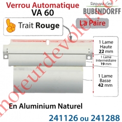 Verrou Automatique Bubendorff VA60 Avec 1 Lame Intermédiaire de 22 mm (19mm de pas) Trait Rouge - La Paire