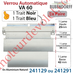 Verrou Auto Bubendorff VA60 Avec  Lames Intermédiaires 1 de 22 (pas 19 mm)  & 1 de 37 mm  (pas de 34 mm) - Traits Noir & Bleu -