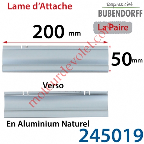 Lames d'Attaches Longueur 200 mm pour Lames DP90 en Aluminium Anodisé Naturel (Paire)