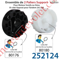 Ensemble 2 Paliers Support pour Moteur Somfy ou Simu et Côté Opposé pour Tandem 241180 dans Cassette Bubendorff