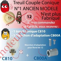 Treuil Couple Cônique n° 1 Ancien Modèle Avec Frein sur Lyre Entrée Ronde Diamètre 12 Femelle Sortie Crabot Zf Mâle Avec FdC