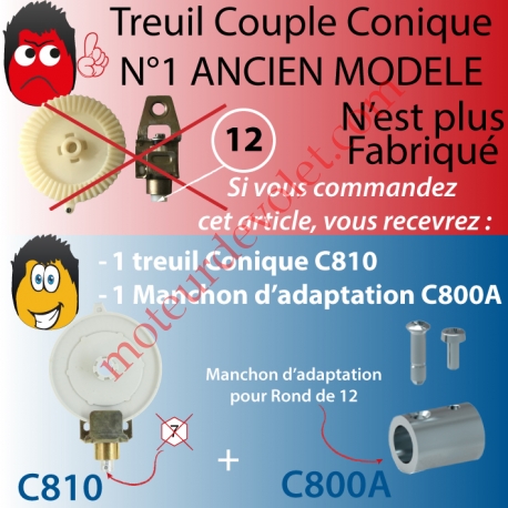 Treuil Couple Cônique n° 1 Ancien Modèle Avec Frein sur Lyre Entrée Ronde Diamètre 12 Femelle Sortie Crabot Zf Mâle Avec FdC