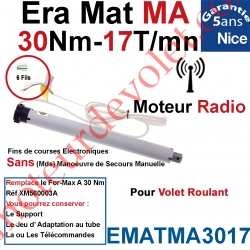 Moteur Nice Radio Era Mat MA 30/17 Av FdC Electro & Fréquence 433,92MHz Rolling Code Série M (Medium ø45mm)