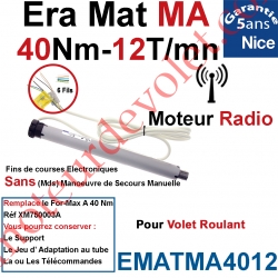 Moteur Nice Radio Era Mat MA 40/12 Av FdC Electro & Fréquence 433,92MHz Rolling Code Série M (Medium ø45mm)