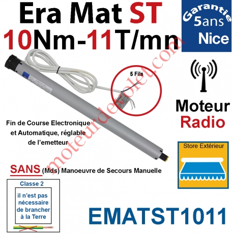 Moteur Nice Radio Era Mat ST 10/11 Av FdC Electro & Fréquence 433,92MHz Rolling Code Série S (Small ø35mm)