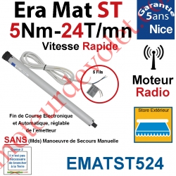Moteur Nice Radio Era Mat ST 5/24 Av FdC Electro & Fréquence 433,92MHz Rolling Code Série S (Small ø35mm)