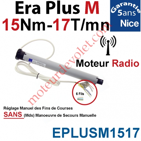 Moteur Nice Radio Era Plus M 15/17 Av FdC Manuel & Fréquence 433,92MHz Rolling Code Série M (Medium ø45mm)