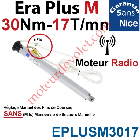 Moteur Nice Radio Era Plus M 30/17 Av FdC Manuel & Fréquence 433,92MHz Rolling Code Série M (Medium ø45mm)