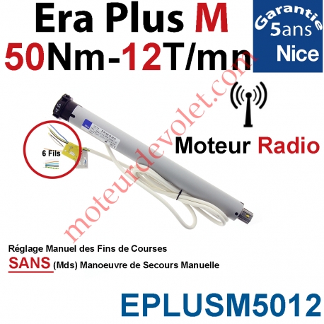 Moteur Nice Radio Era Plus M 50/12 Av FdC Manuel & Fréquence 433,92MHz Rolling Code Série M (Medium ø45mm)