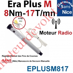 Moteur Nice Radio Era Plus M 8/17 Av FdC Manuel & Fréquence 433,92MHz Rolling Code Série M (Medium ø45mm)