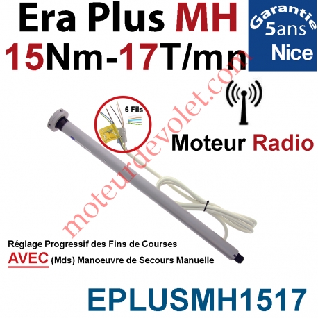 Moteur Nice Radio Era Plus MH 15/17 Av FdC Manuel & Fréquence 433,92MHz Rolling Code Série M (Medium ø45mm) Avec Mds