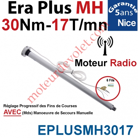 Moteur Nice Radio Era Plus MH 30/17 Av FdC Manuel & Fréquence 433,92MHz Rolling Code Série M (Medium ø45mm) Avec Mds