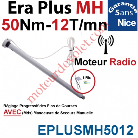 Moteur Nice Radio Era Plus MH 50/12 Av FdC Manuel & Fréquence 433,92MHz Rolling Code Série M (Medium ø45mm) Avec Mds
