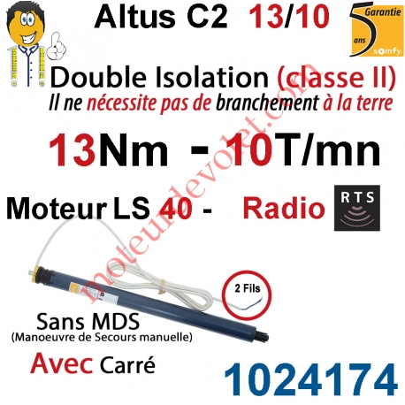Moteur Altus C2 13/10 Rts Avec Carré 10 LS 40 sans Mds Double Isolation Classe II