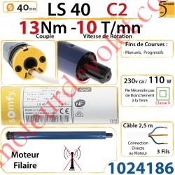 Moteur LS 40 13/10 Sans Carré sans Mds Double Isolation Classe II Sans Fil de Terre