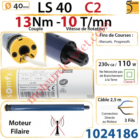 Moteur LS 40 13/10 Sans Carré sans Mds Double Isolation Classe II Sans Fil de Terre