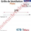 Grille de Ventilation 32.9 m³/h Plate Renson 275 x 20 x 1,25 mm Coloris Laqué Blanc ± Ral 9010