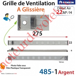 Grille de Ventilation à Glissière Renson 275 x 22 x 6 mm Coloris Laqué Blanc ± Ral 9010