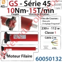 Moteur Gaviota Filaire GS-10/15 Série 45 Fins de Courses Progressifs sans Mds